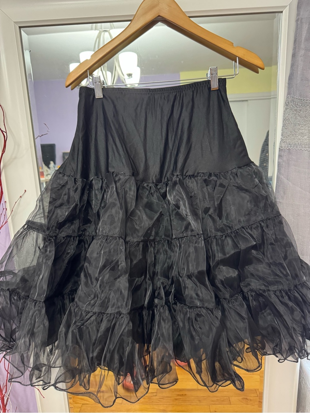 Black Tiered Tulle A-Line Skirt